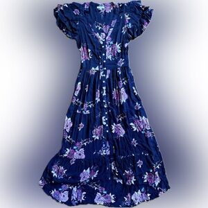 CUTEST Prairie Button Down Dress with hi/low skirt, 3 tiered ruffle cap sleeves.